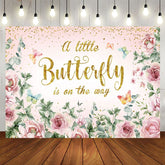 Aperturee - Aperturee Spring Floral Sweet Butterfly Baby Shower Backdrop